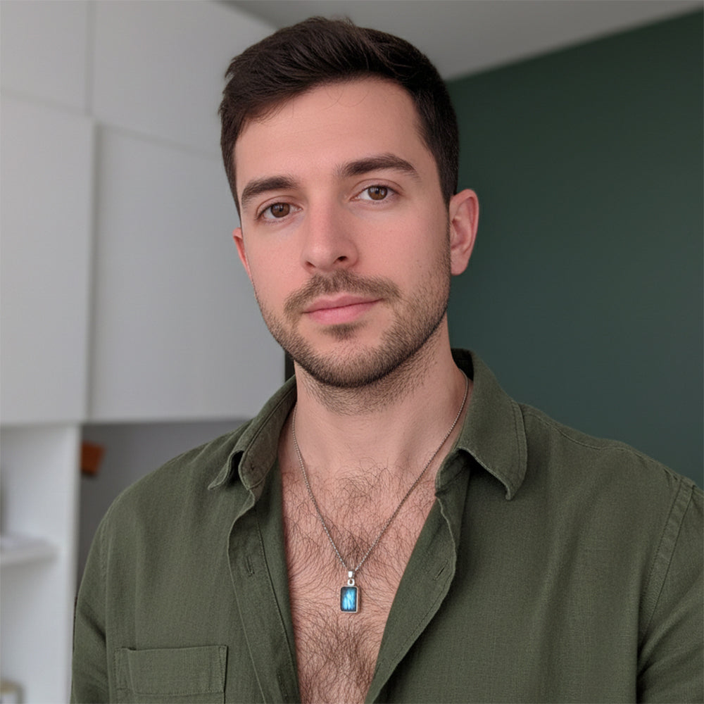 Pendentif labradorite en argent massif 925