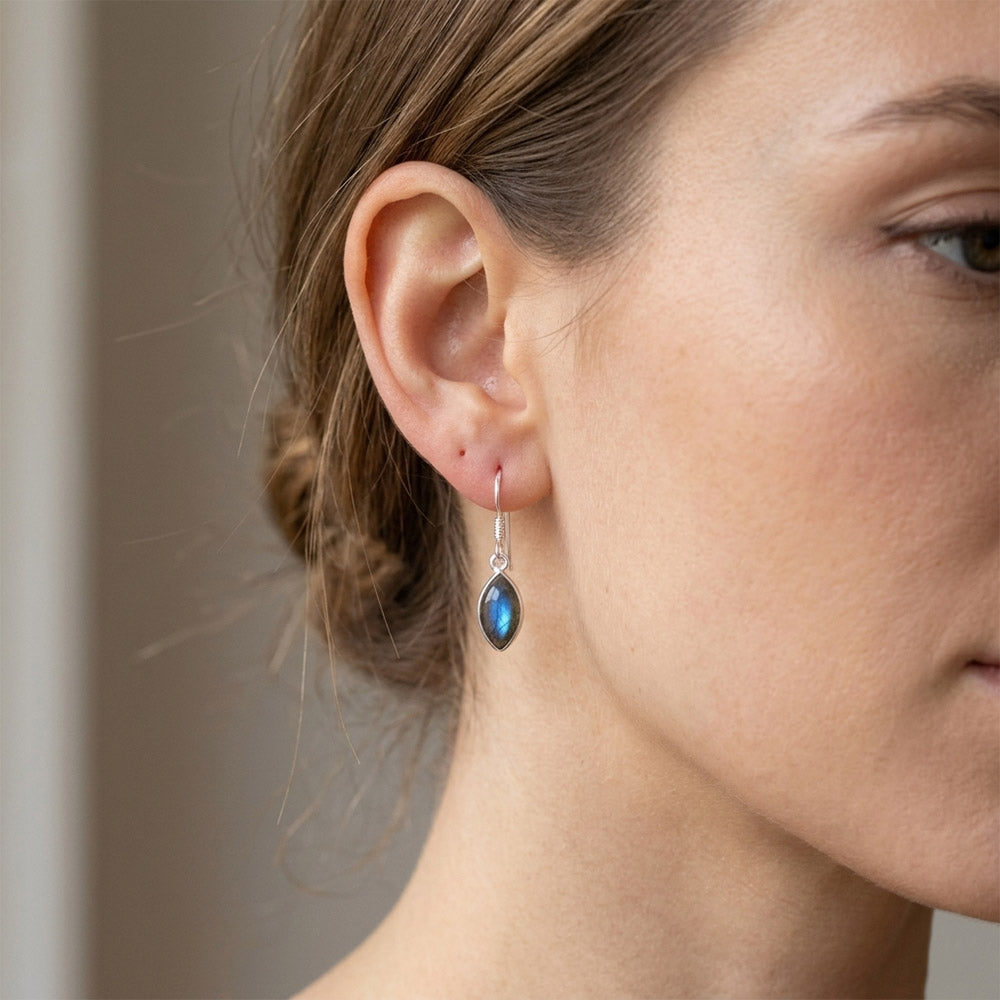 Boucles d’oreilles labradorite en argent massif 925
