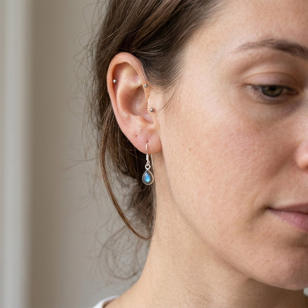 Boucles d’oreilles labradorite en argent massif 925
