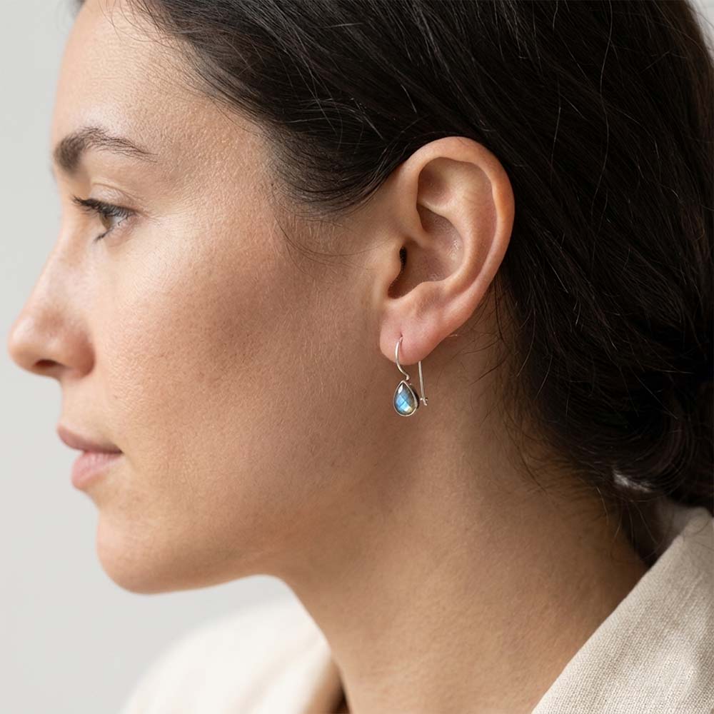 Boucles d’oreilles labradorite en argent massif 925