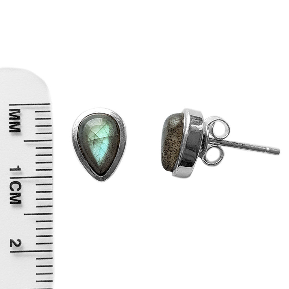 Clous d’oreilles labradorite en argent massif 925