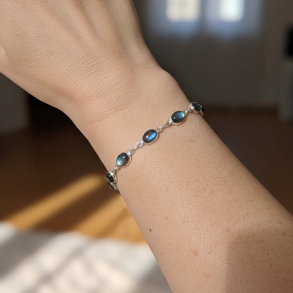 Labradorite sterling silver bracelet
