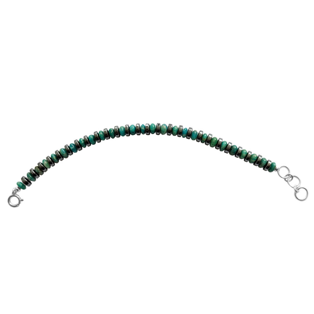Bracelet amazonite et hématite en argent massif 925