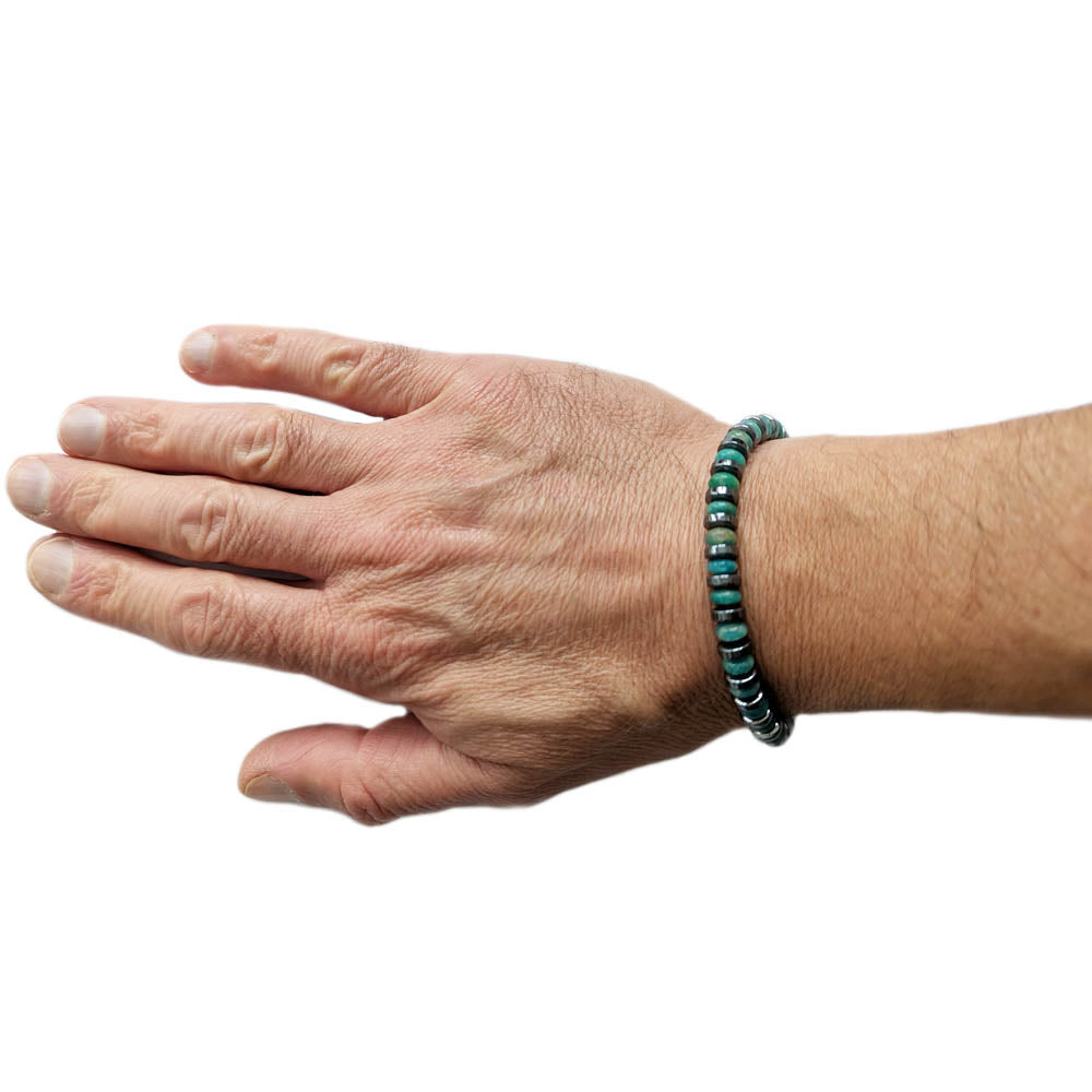 Bracelet amazonite et hématite en argent massif 925