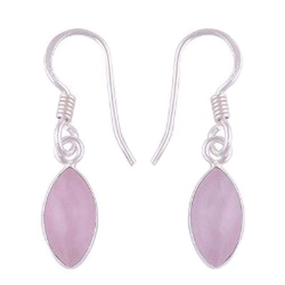 Rose quartz sterling silver drop earrings