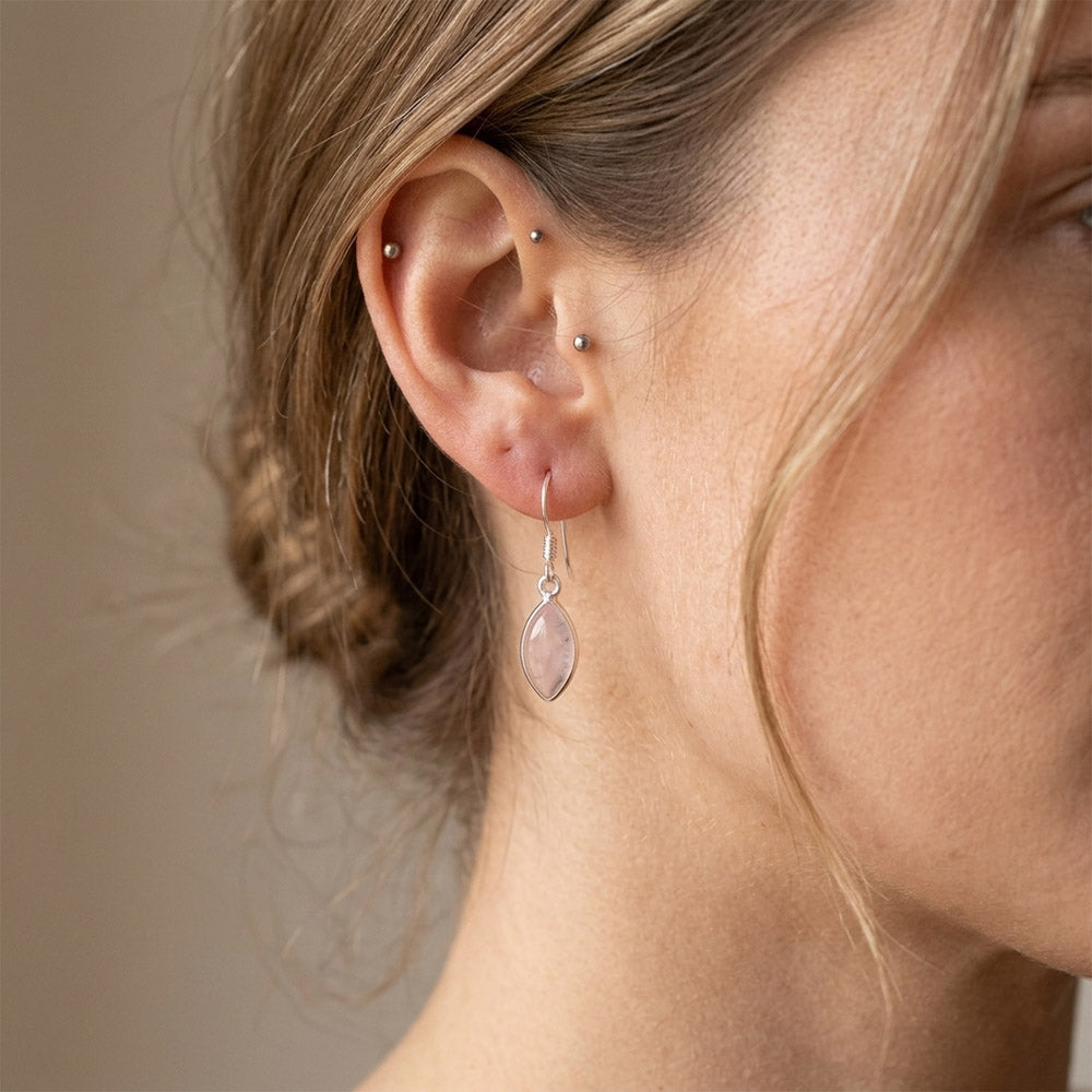 Boucles d’oreilles quartz rose en argent massif 925