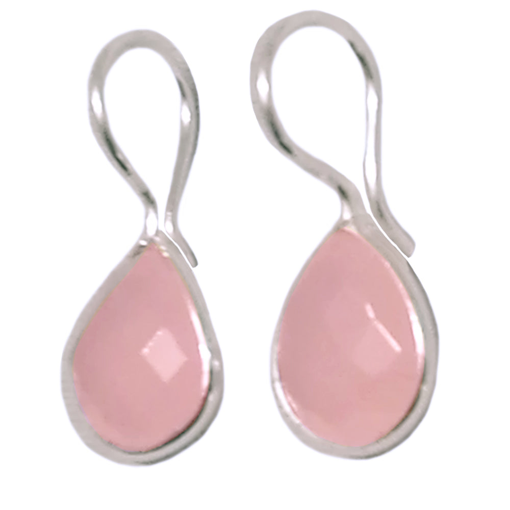 Rose quartz sterling silver earrings