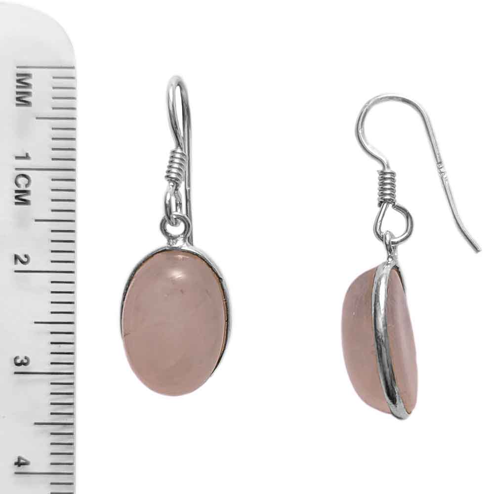 Boucles d’oreilles pendates quartz rose en argent massif 925