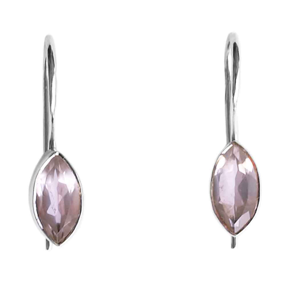 Rose quartz sterling silver earrings