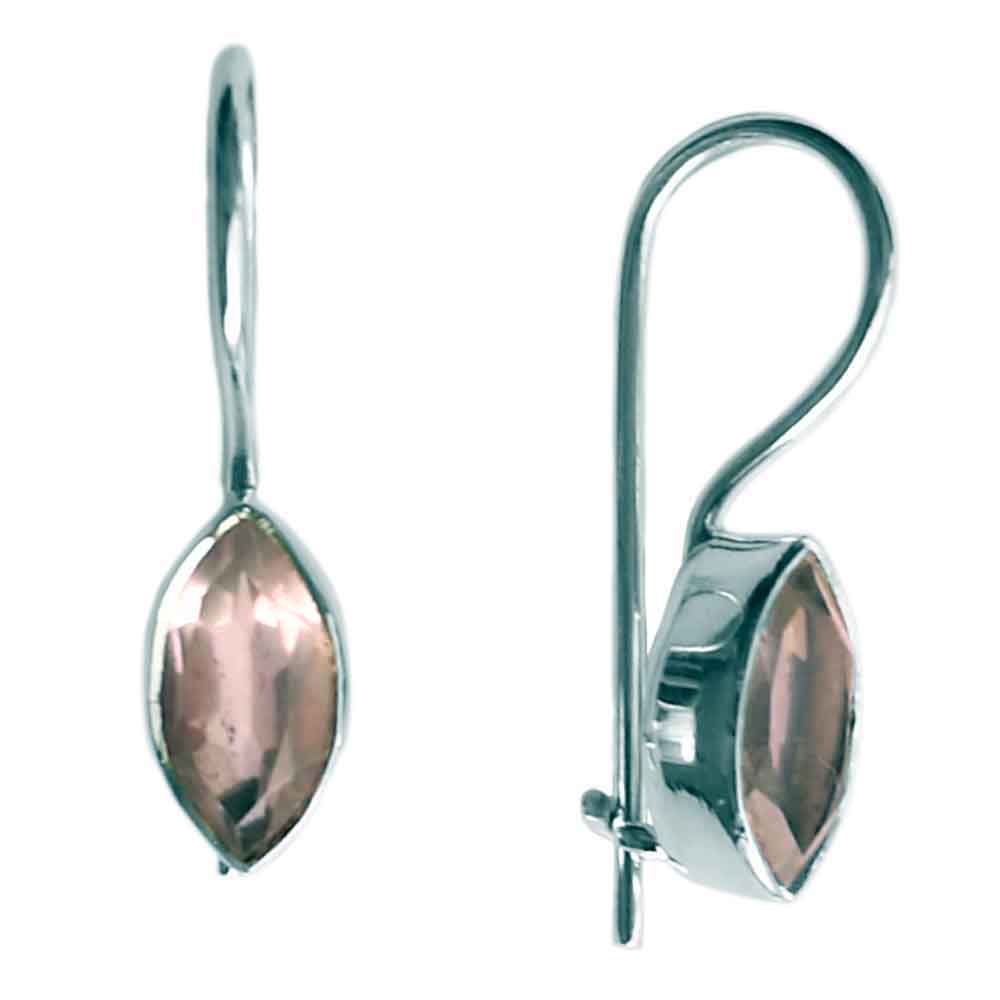 Rose quartz sterling silver earrings