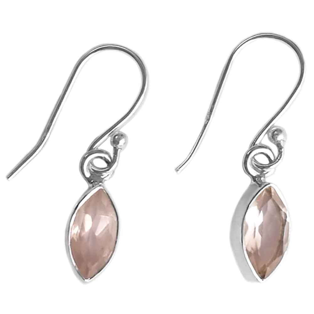 Rose quartz sterling silver earrings