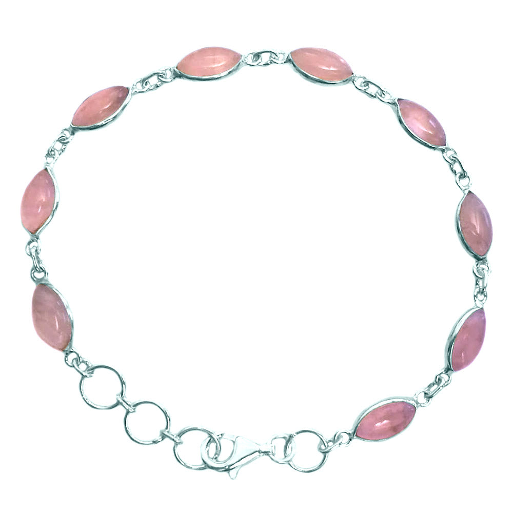 Rose quartz sterling silver bracelet