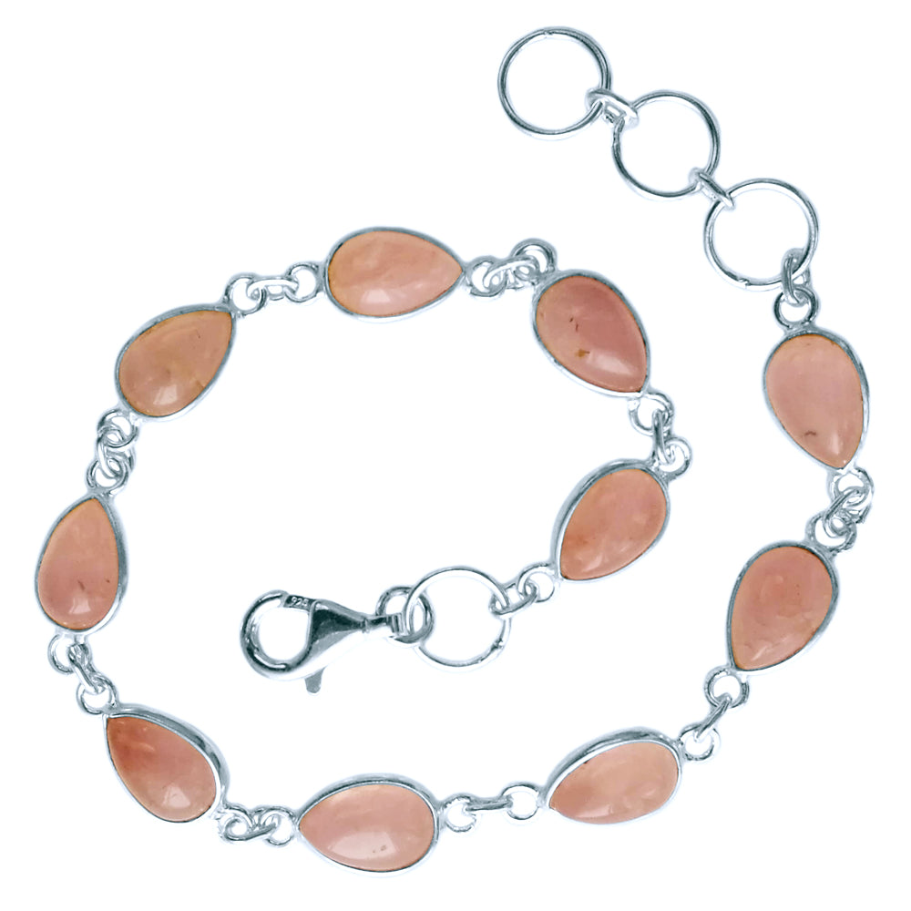 Bracelet quartz rose en argent massif 925