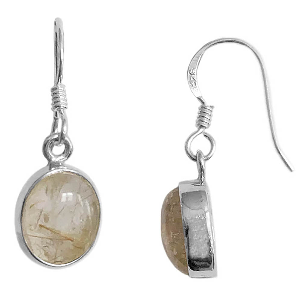 Rutile quartz sterling silver drop earrings