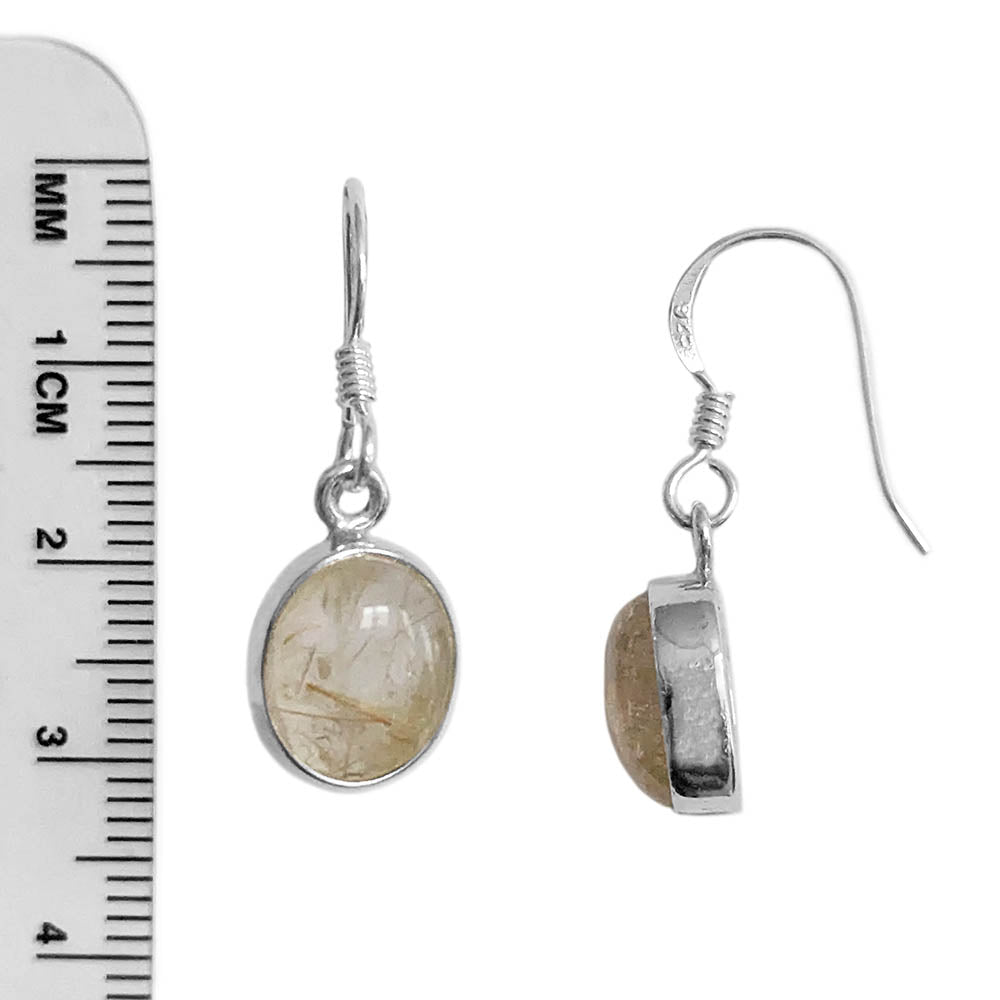 Rutile quartz sterling silver drop earrings
