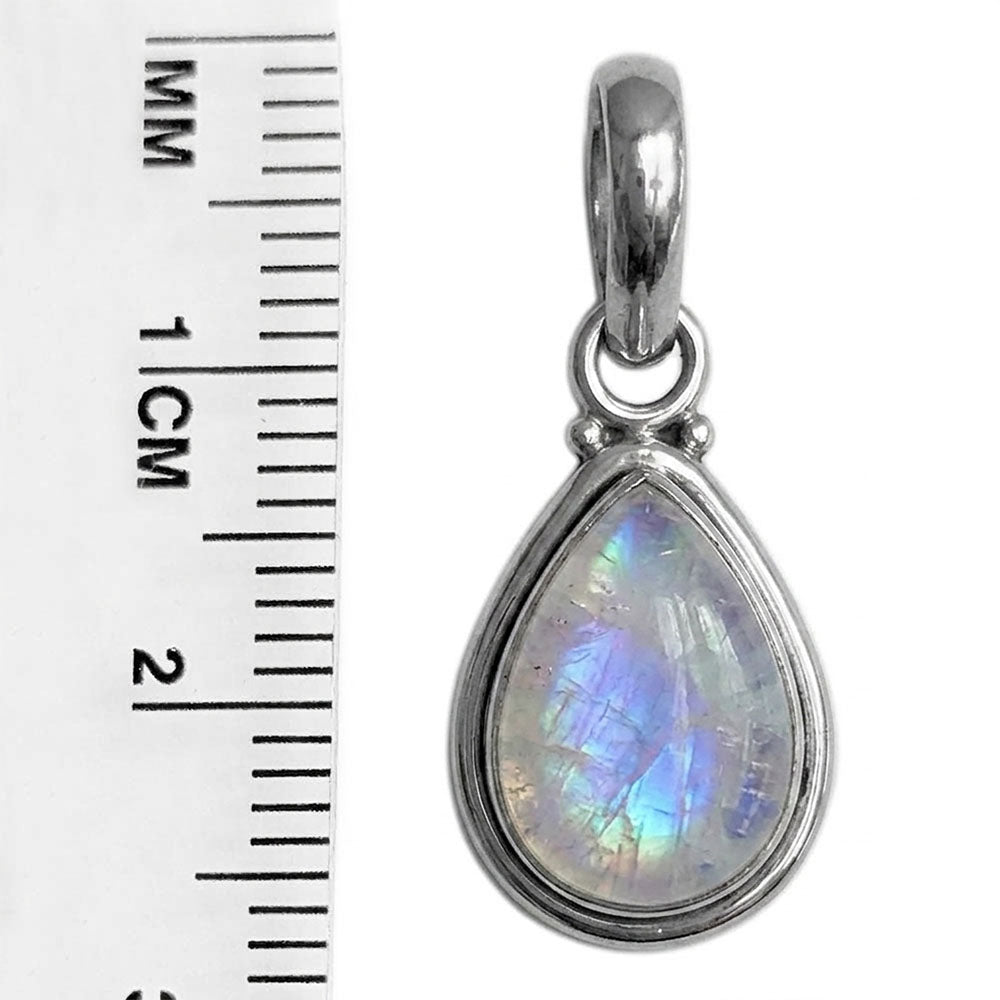 Pendentif pierre de lune arc-en-ciel en argent massif 925