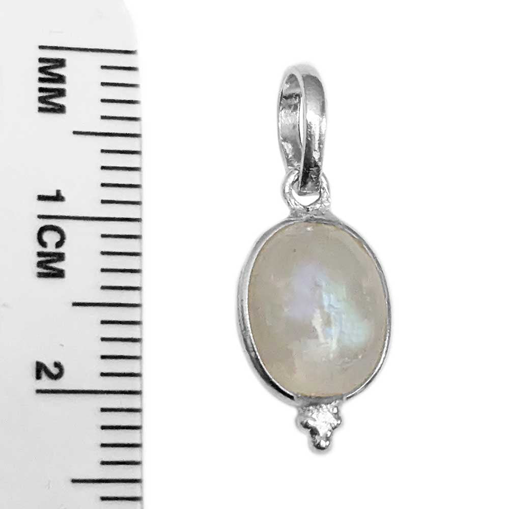 Pendentif pierre de lune arc-en-ciel en argent massif 925