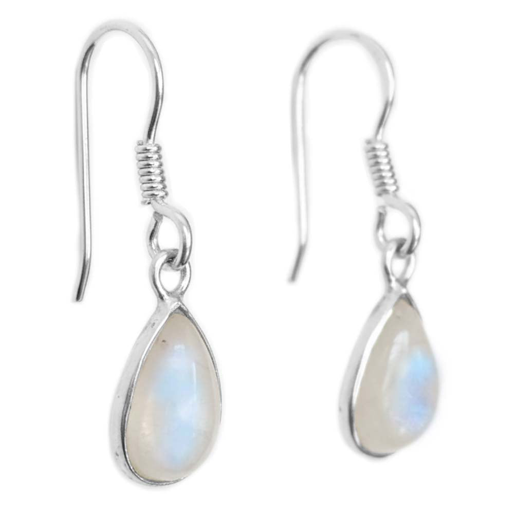 Boucles d’oreilles pierre de lune arc-en-ciel en argent massif 925