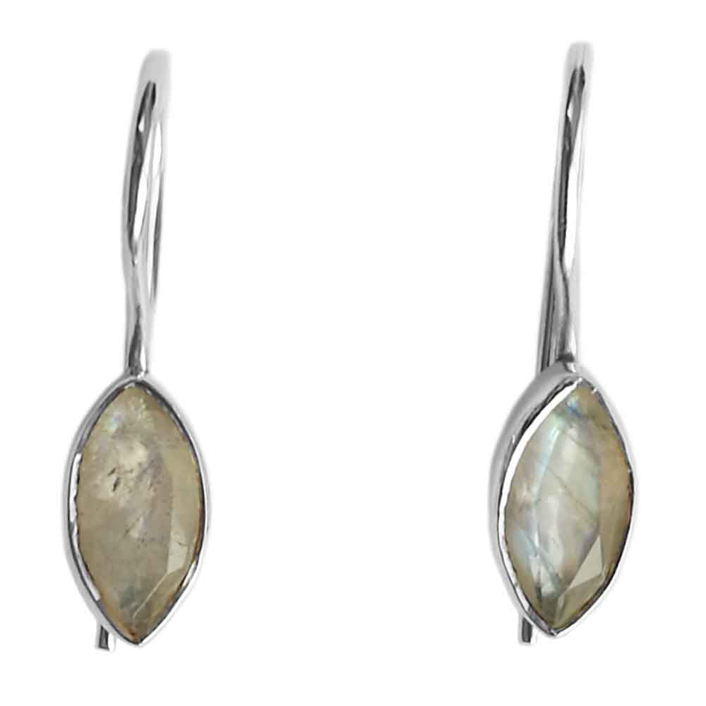 Rainbow moonstone sterling silver earrings