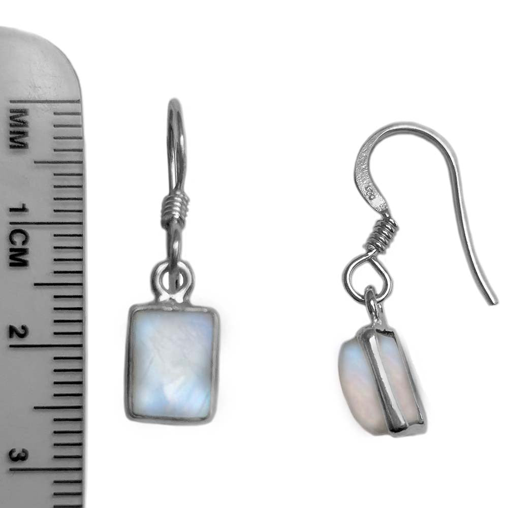 Boucles d’oreilles pierre de lune arc-en-ciel en argent massif 925