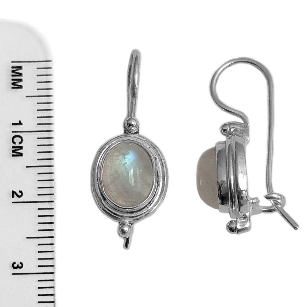 Boucles d’oreilles pierre de lune arc-en-ciel en argent massif 925
