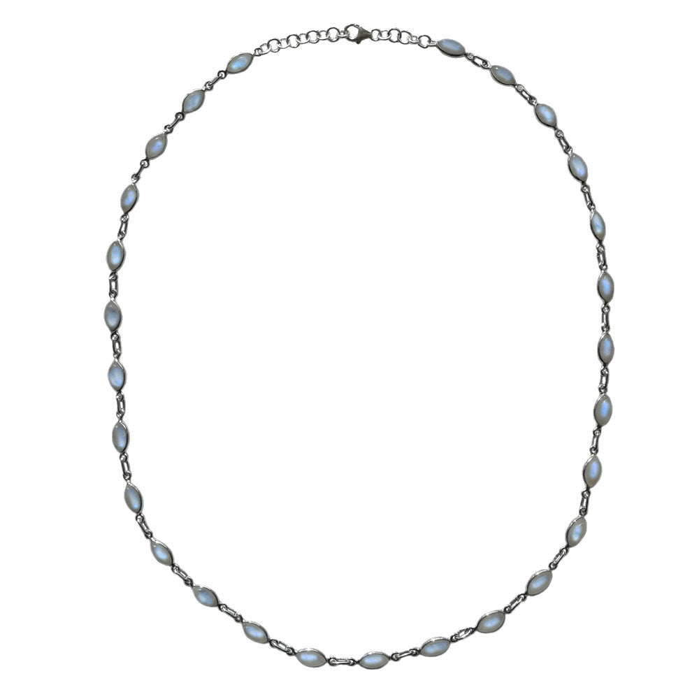 Rainbow moonstone sterling silver necklace