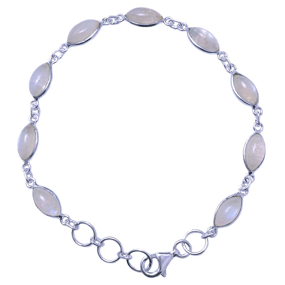 Rainbow moonstone sterling silver bracelet