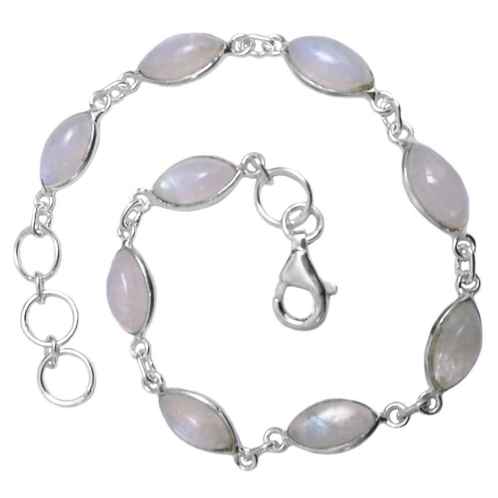Rainbow moonstone sterling silver bracelet