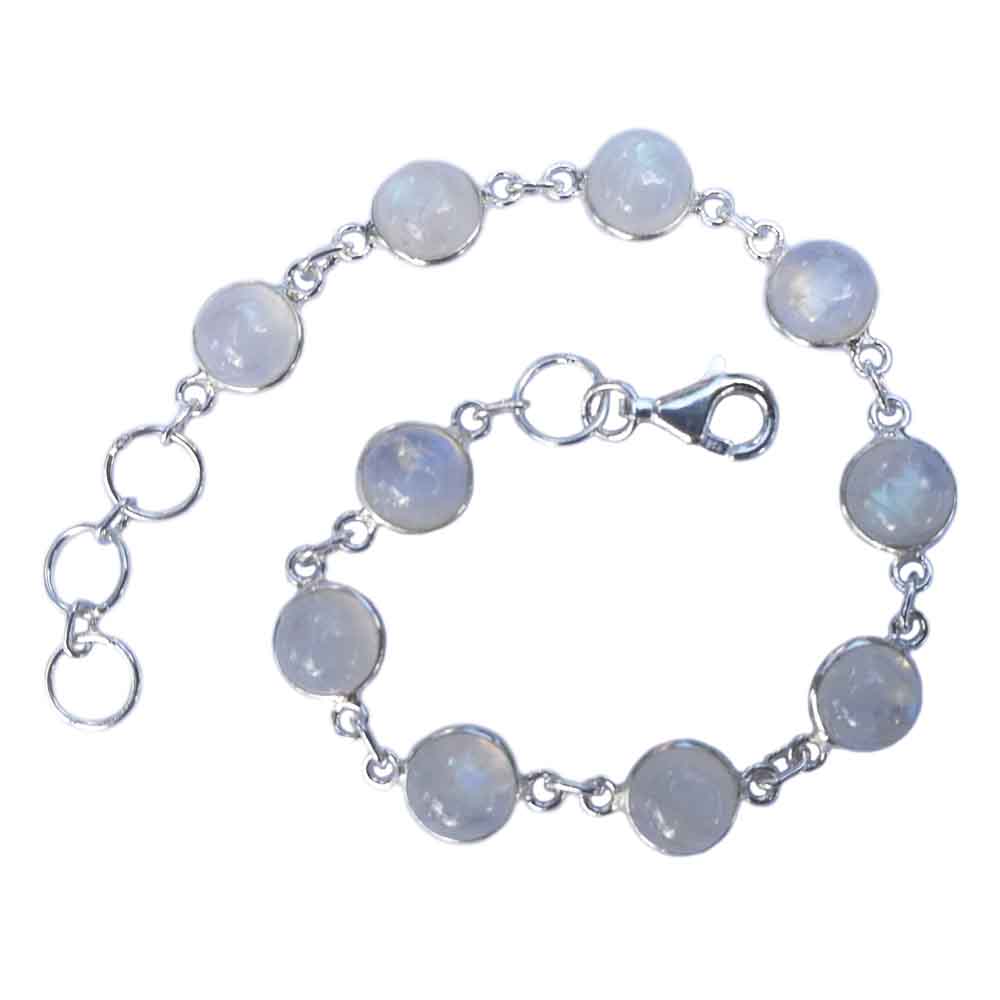 Rainbow moonstone sterling silver bracelet