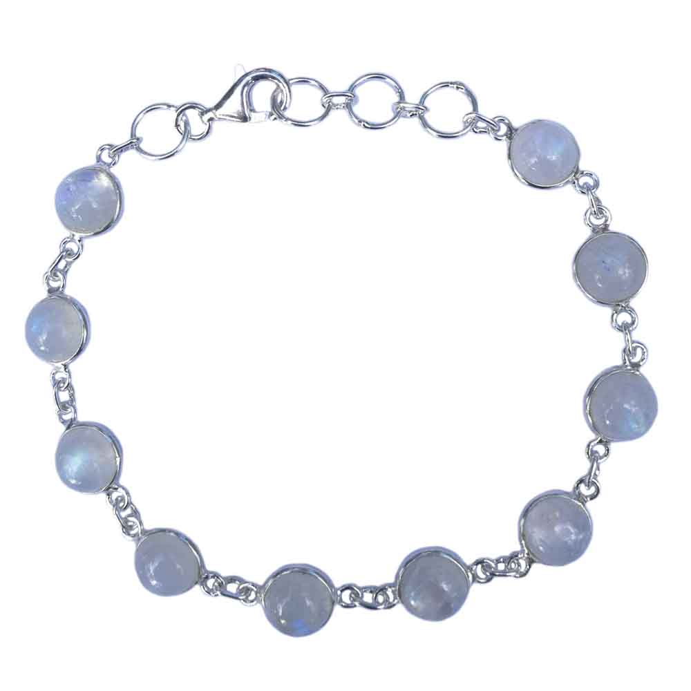 Rainbow moonstone sterling silver bracelet