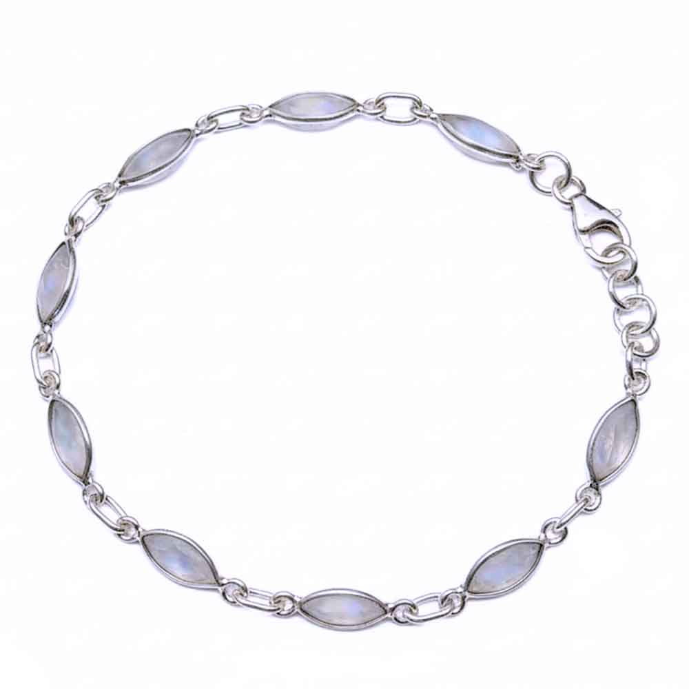 Rainbow moonstone sterling silver bracelet