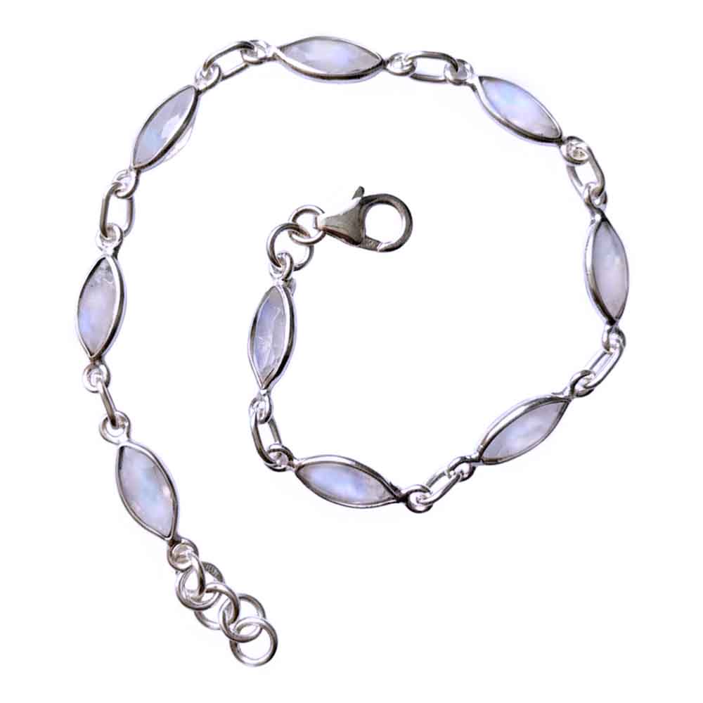 Rainbow moonstone sterling silver bracelet