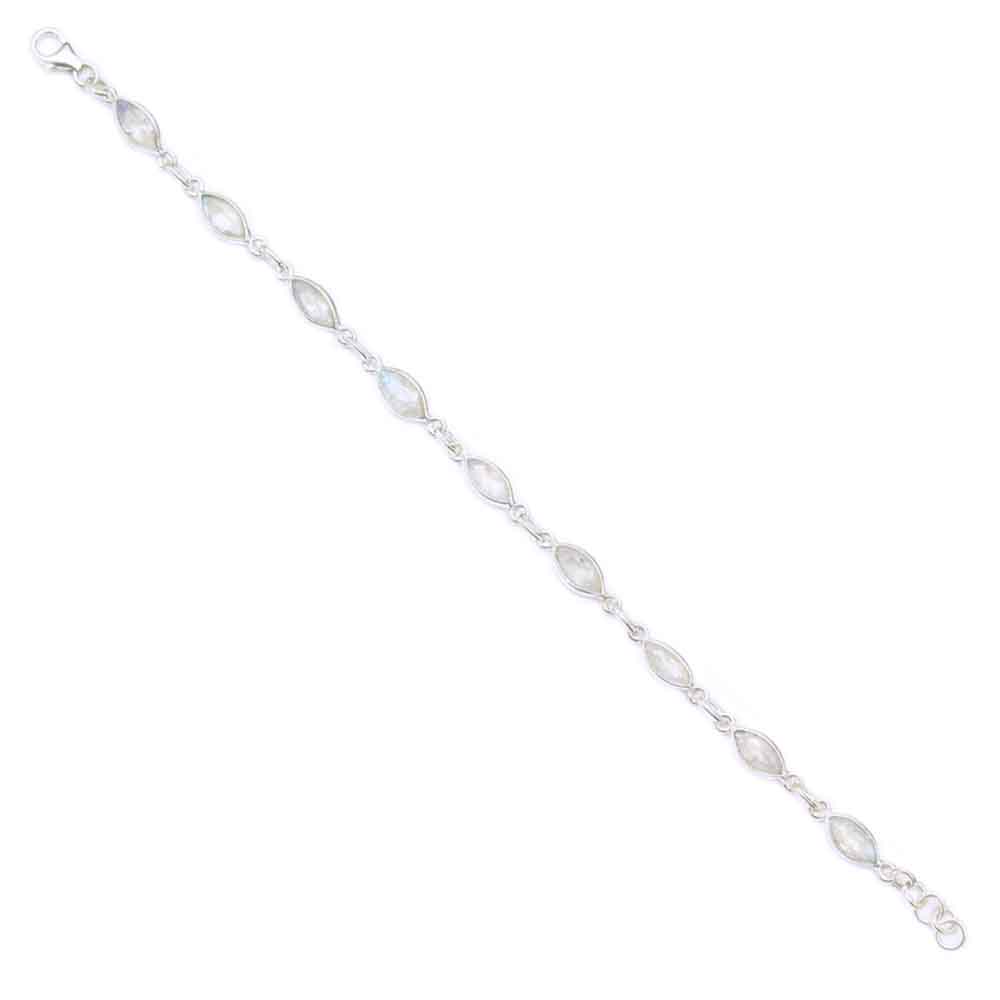 Rainbow moonstone sterling silver bracelet