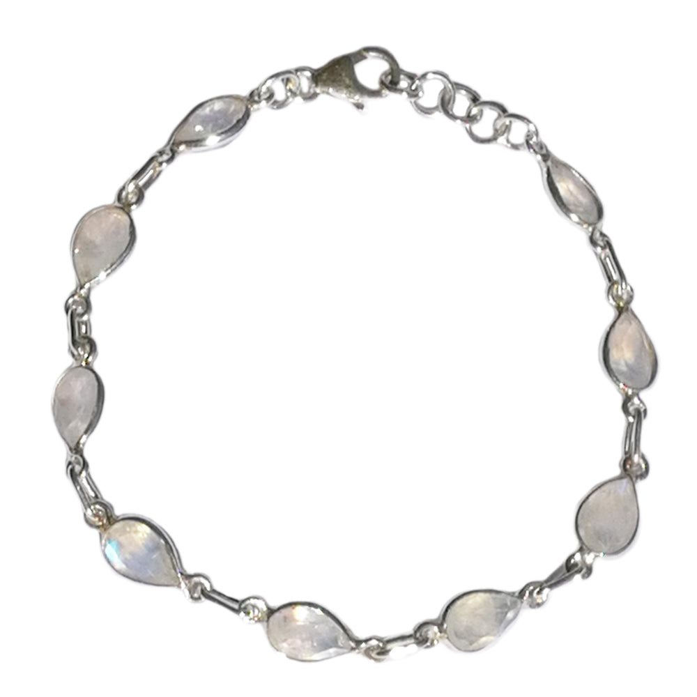Bracelet pierre de lune arc-en-ciel en argent massif 925