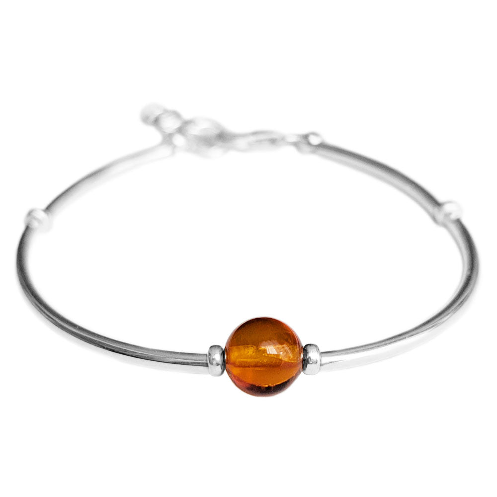 Bracelet ambre en argent massif 925