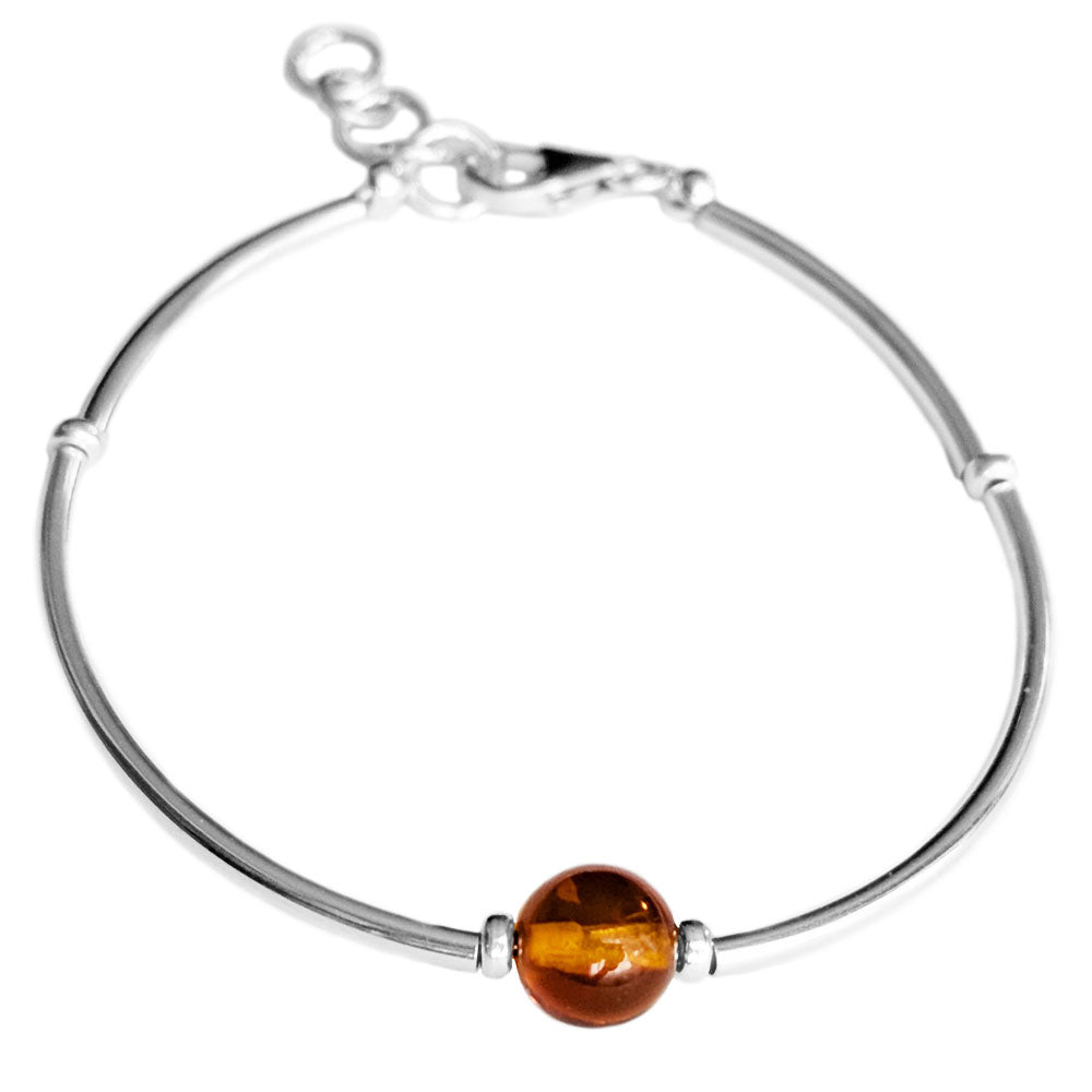 Bracelet ambre en argent massif 925