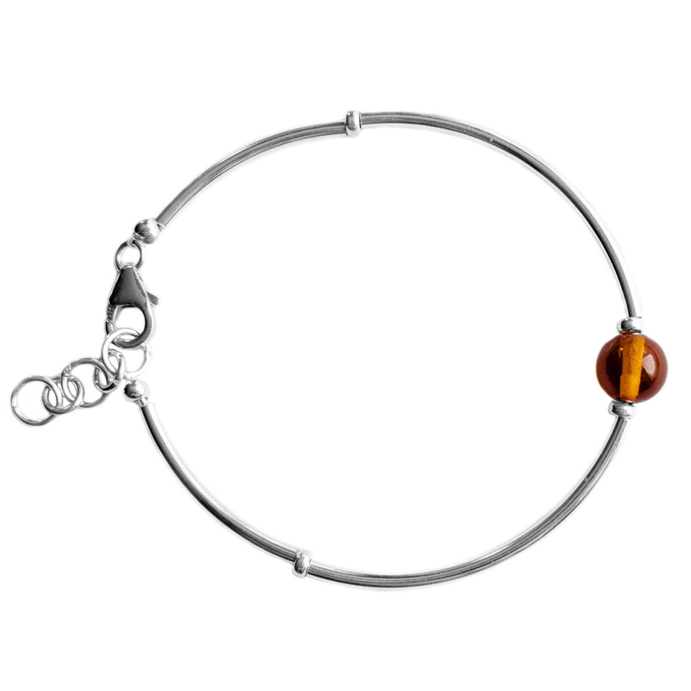 Bracelet ambre en argent massif 925