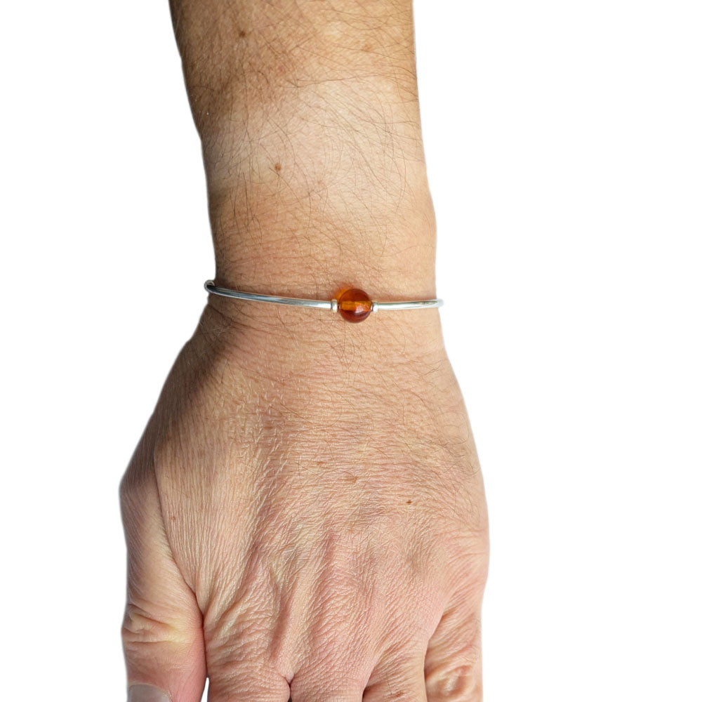 Bracelet ambre en argent massif 925