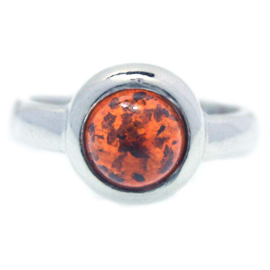 Bague ambre baltique en argent massif 925 - Taille 54