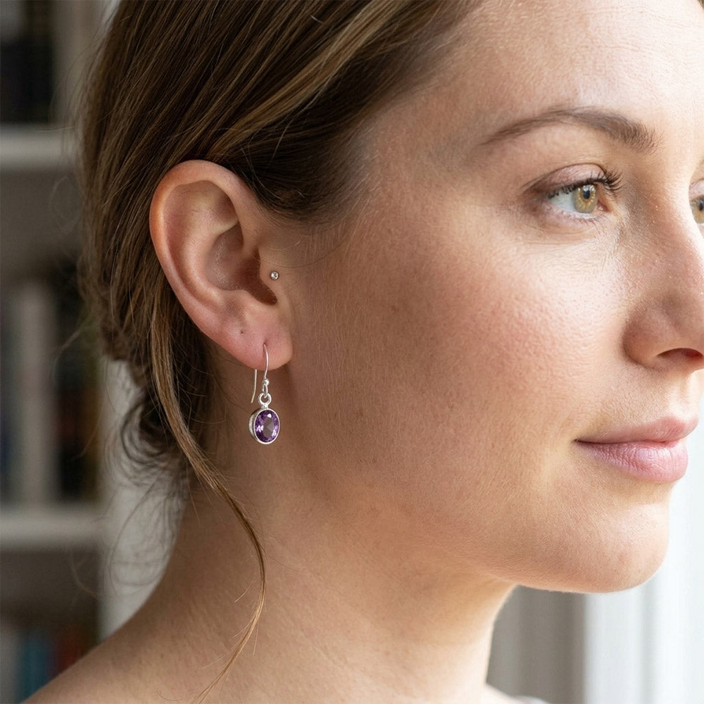 Boucles d’oreilles améthyste en argent massif 925