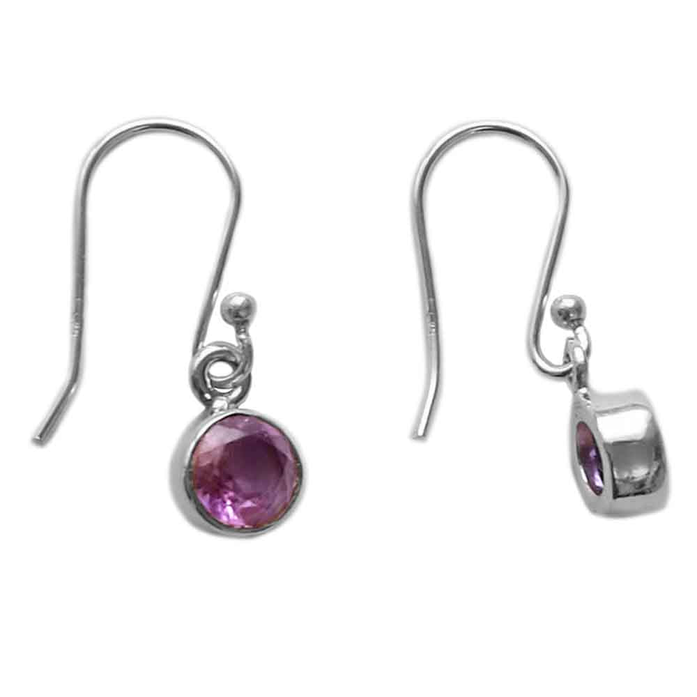 Boucles d’oreilles pendantes améthyste en argent massif 925