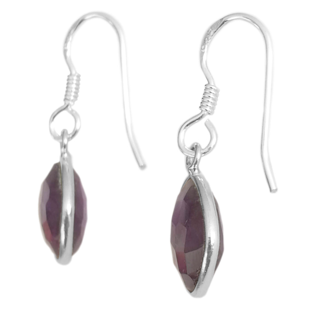 Boucles d’oreilles pendantes améthyste en argent massif 925