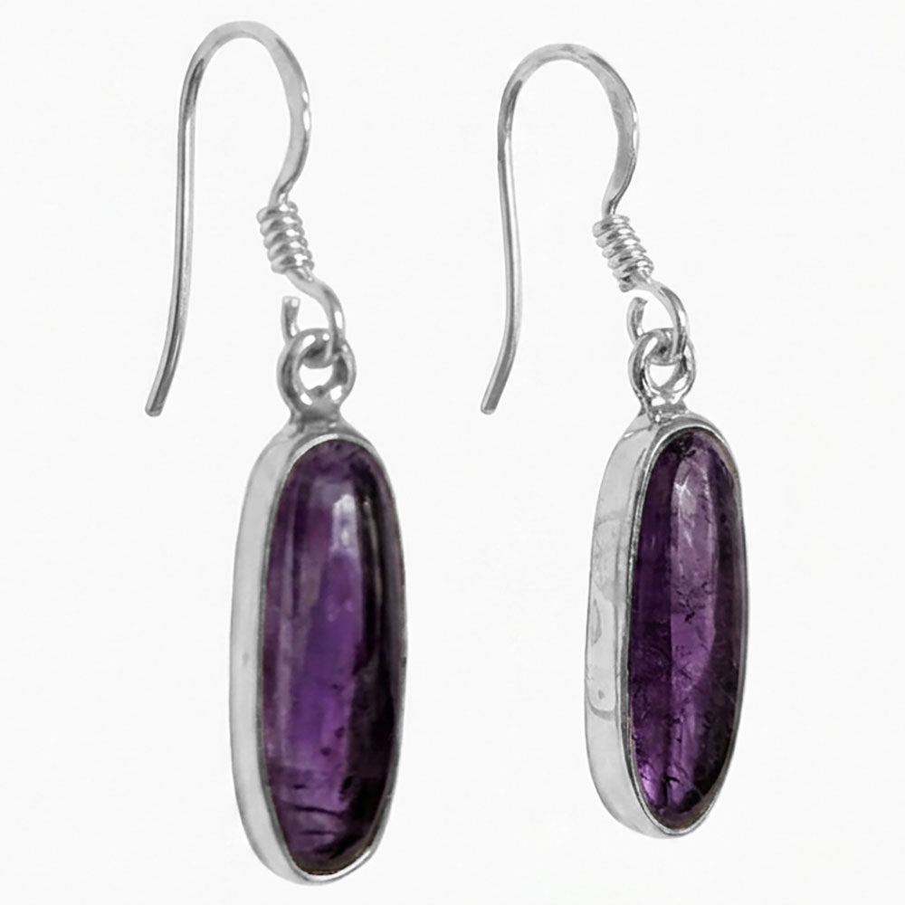 Boucles d’oreilles pendantes améthyste en argent massif 925