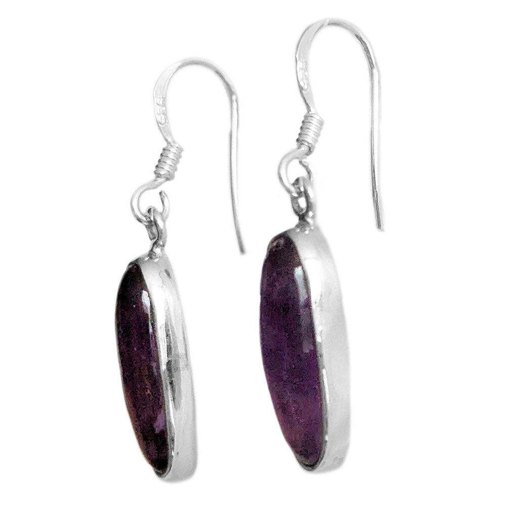 Boucles d’oreilles pendantes améthyste en argent massif 925