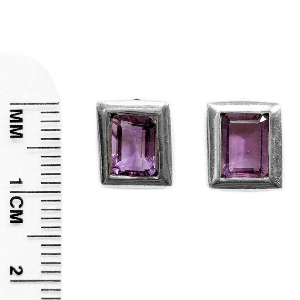 Clous d’oreilles améthyste en argent massif 925