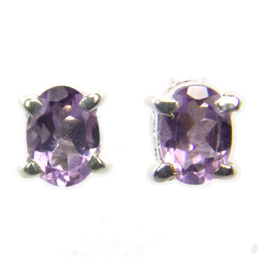 Amethyst sterling silver ear studs