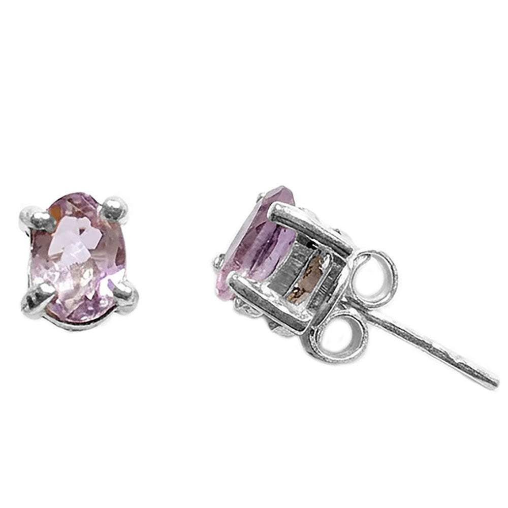 Amethyst sterling silver ear studs