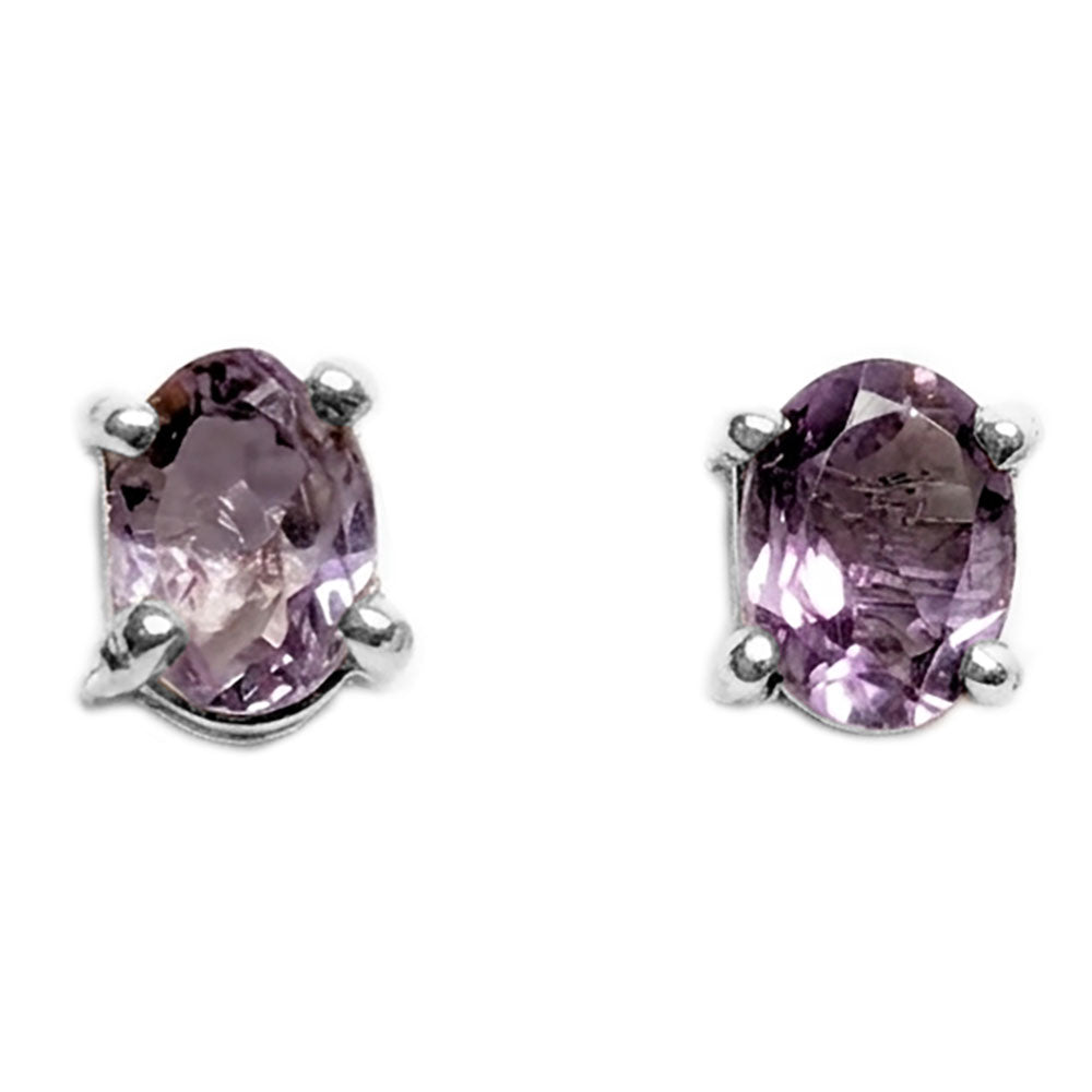 Amethyst sterling silver ear studs