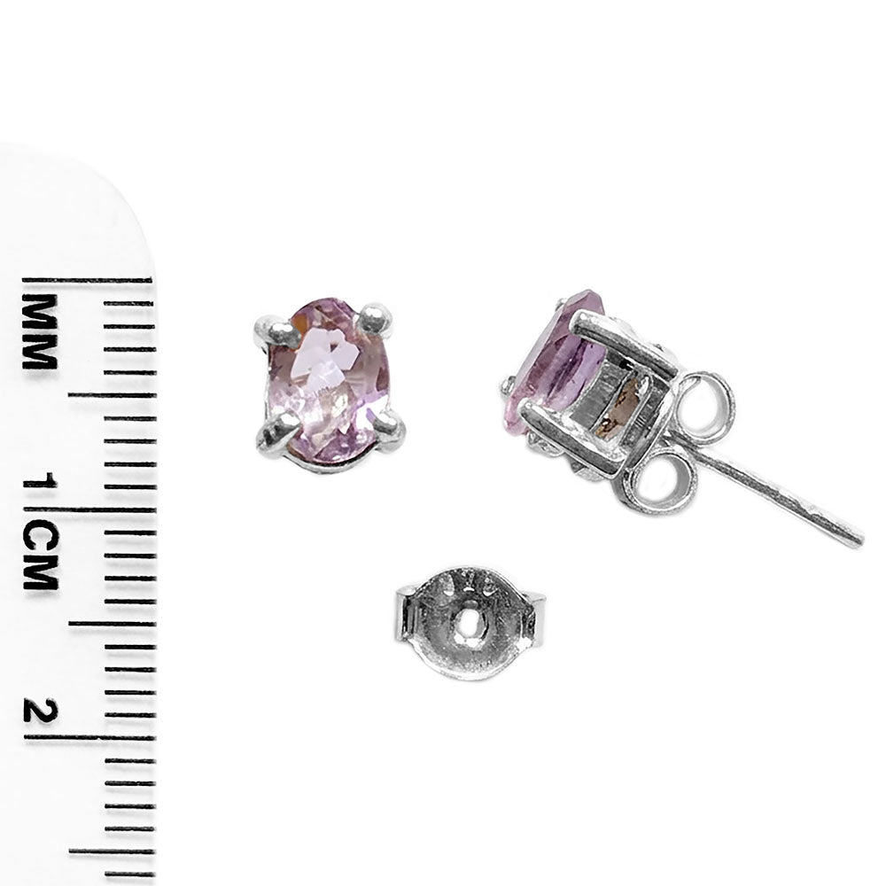 Amethyst sterling silver ear studs