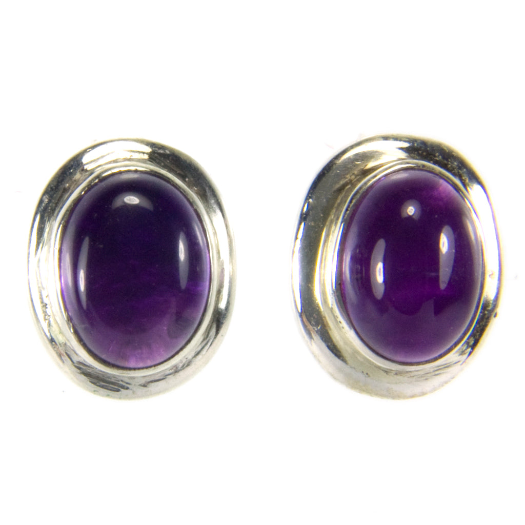 Amethyst ear studs in sterling silver 925